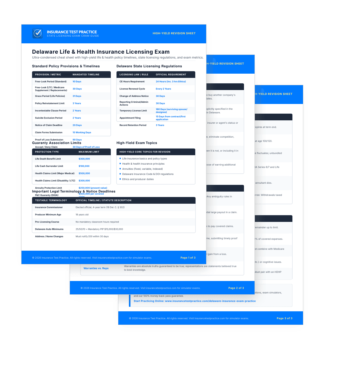 Delaware Life & Health Insurance Exam Cram Sheet PDF Preview