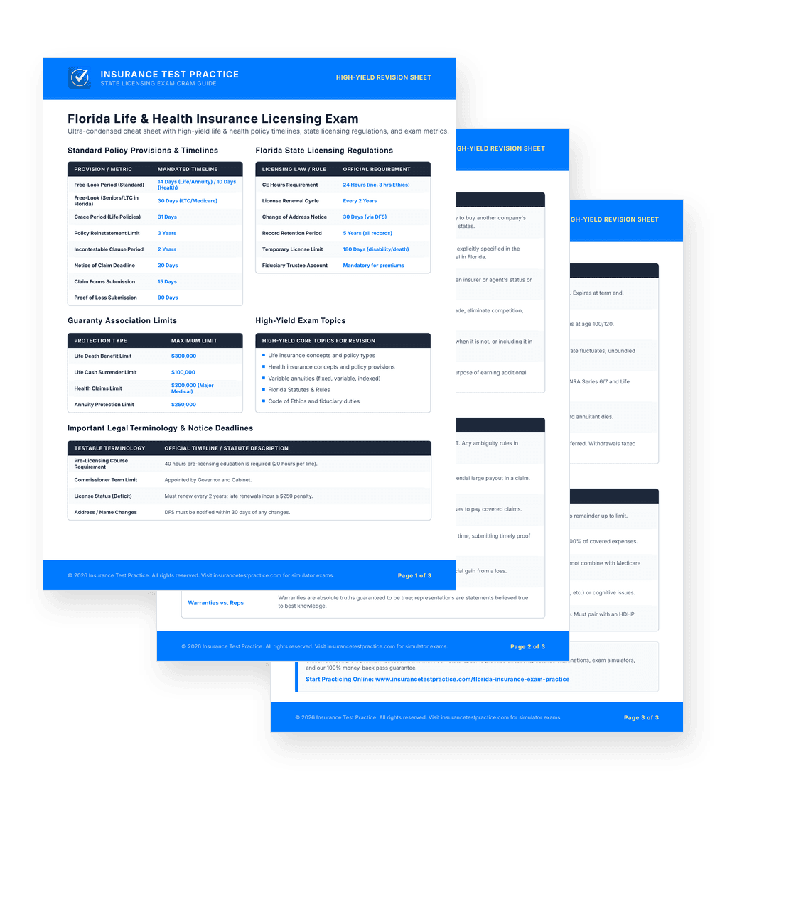 Florida Life & Health Insurance Exam Cram Sheet PDF Preview