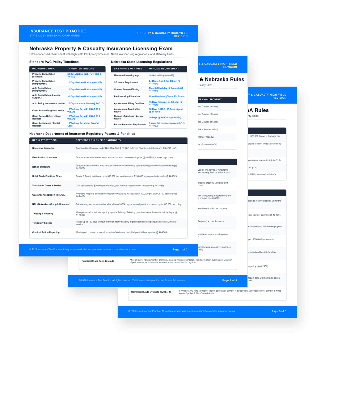 Nebraska Property & Casualty Insurance Exam Cram Sheet PDF Preview