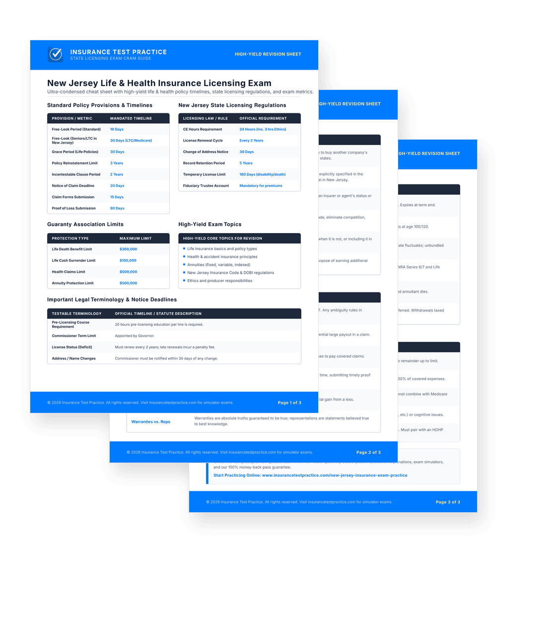 New Jersey Life & Health Insurance Exam Cram Sheet PDF Preview
