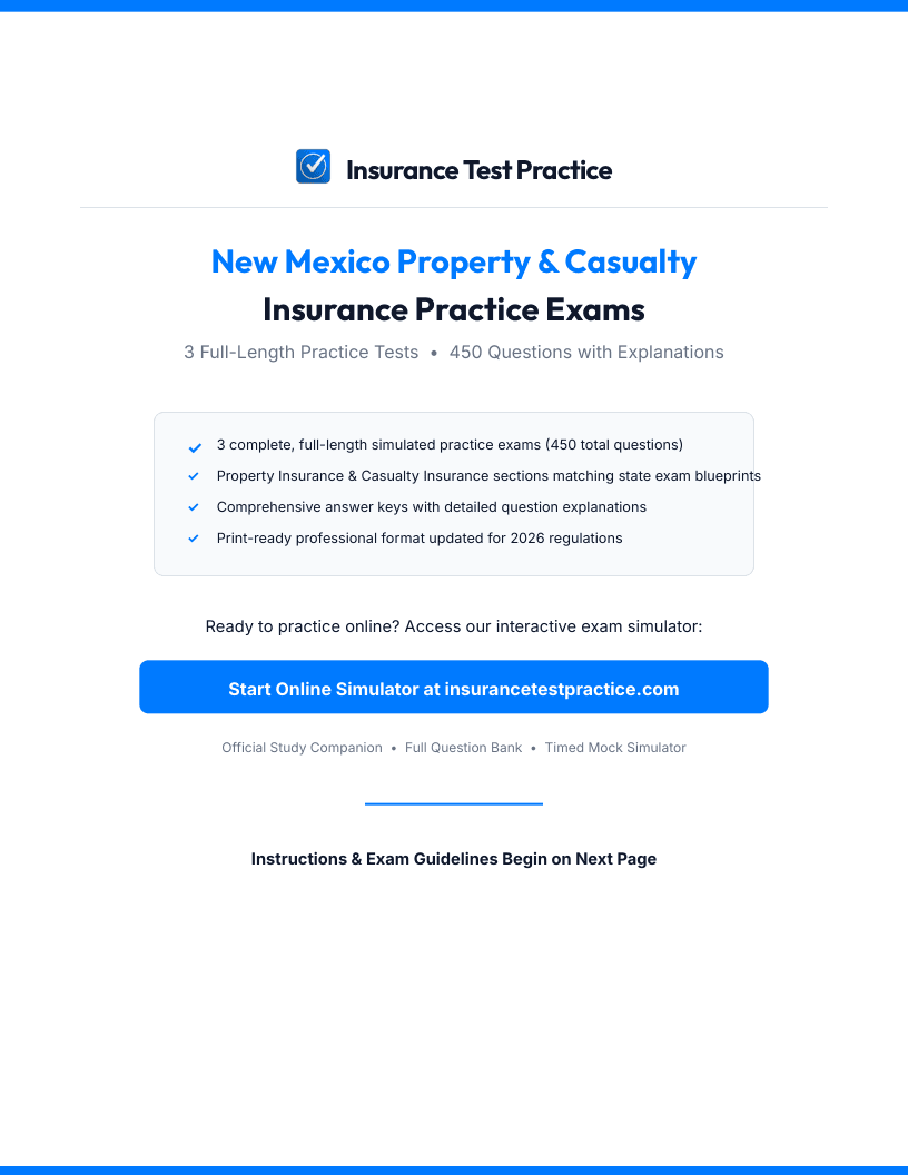 New Mexico Property & Casualty Insurance Exam Cram Sheet PDF Preview